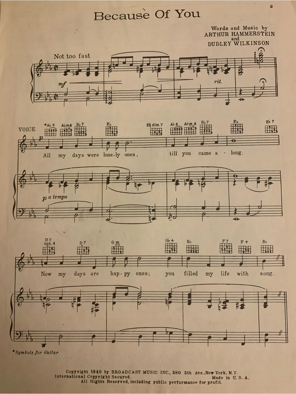 3 Vintage Well Known Sheet Music Selections From 1930 to 1940